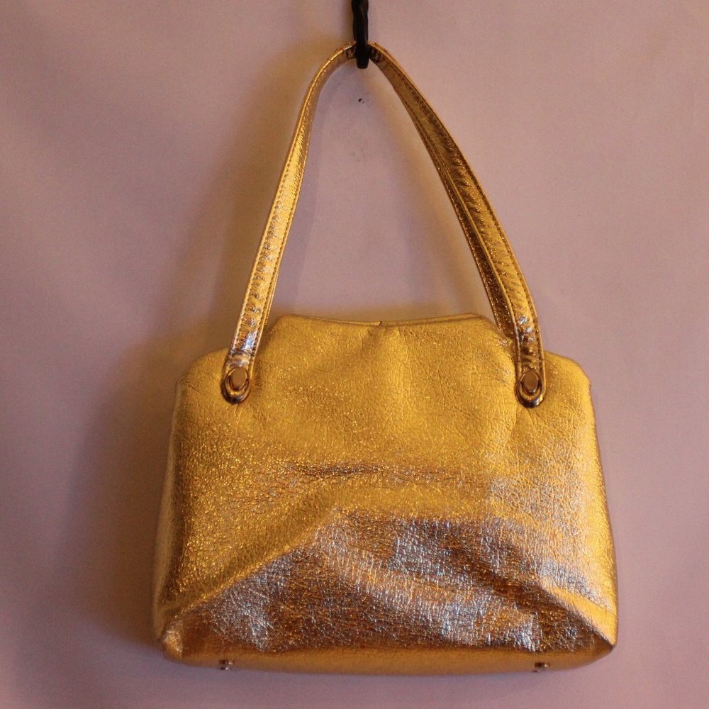 Vintage Gold Top Handle Handbag Purse Bag